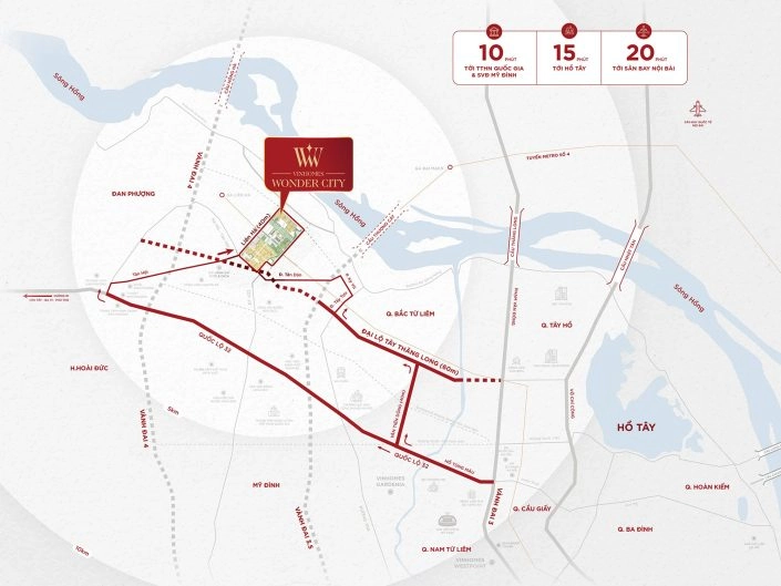 Bản đồ vị trí dự án Wonder City, hiển thị kết nối giao thông và các tiện ích lân cận