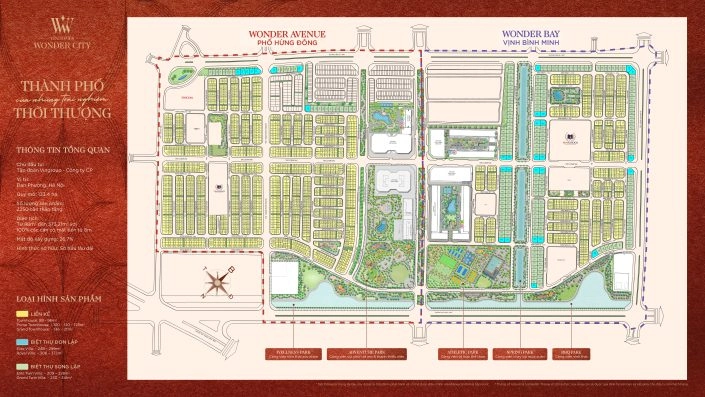 Mặt bằng tổng thể dự án Wonder City, phân chia các phân khu và tiện ích nội khu