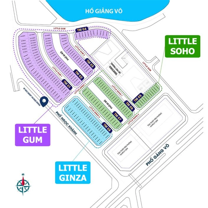 Sơ đồ phân khu chi tiết Little Gum, Little Ginza, Little Soho trong dự án The Gallery