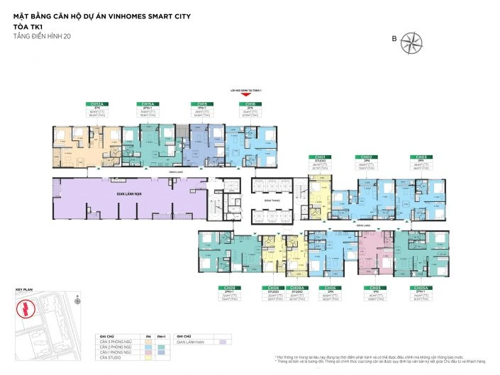 Mặt bằng căn hộ tòa TK1 tầng điển hình 20